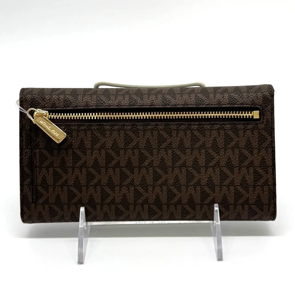 Michael Kors Large Trifold Wallet Brown Signature